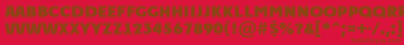 Fonte APlakattitulhlstrExtrabold – fontes marrons em um fundo vermelho