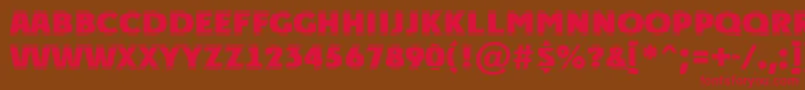 フォントAPlakattitulhlstrExtrabold – 赤い文字が茶色の背景にあります。