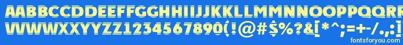 APlakattitulhlstrExtrabold Font – Yellow Fonts on Blue Background