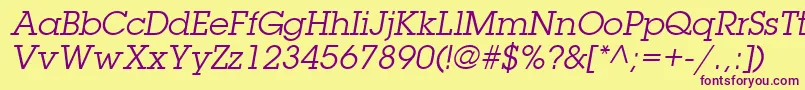 ItcLubalinGraphLtBookOblique Font – Purple Fonts on Yellow Background