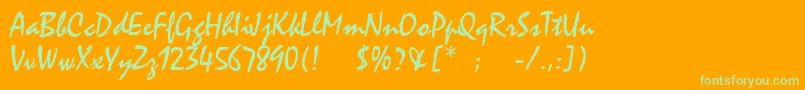 MistralLt-Schriftart – Grüne Schriften auf orangefarbenem Hintergrund