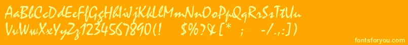 MistralLt-Schriftart – Gelbe Schriften auf orangefarbenem Hintergrund