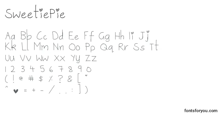 Czcionka SweetiePie – alfabet, cyfry, specjalne znaki