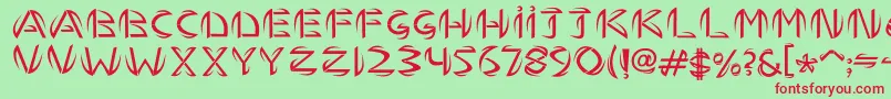 フォントTemhossByHasan – 赤い文字の緑の背景