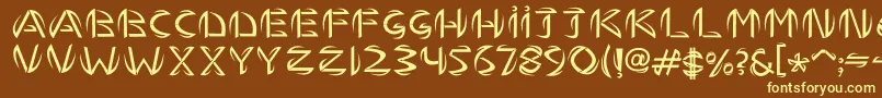 TemhossByHasan Font – Yellow Fonts on Brown Background