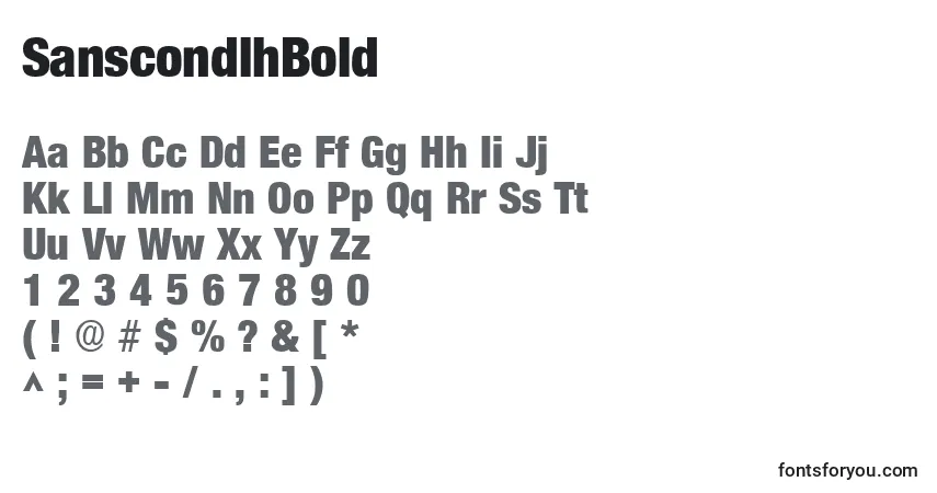 Шрифт SanscondlhBold – алфавит, цифры, специальные символы