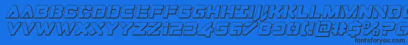 Dominojack3Dital-Schriftart – Schwarze Schriften auf blauem Hintergrund