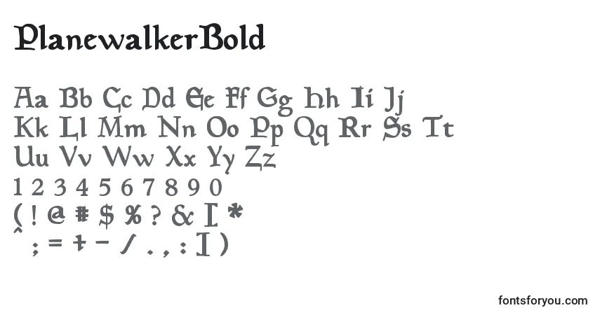 A fonte PlanewalkerBold – alfabeto, números, caracteres especiais