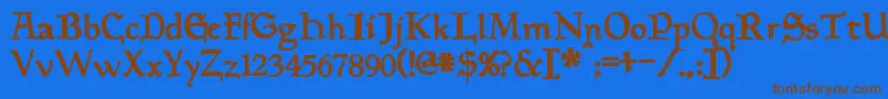 フォントPlanewalkerBold – 茶色の文字が青い背景にあります。