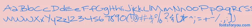 Fonte SurrenderedHeart – fontes azuis em um fundo rosa
