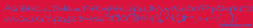 SurrenderedHeart-Schriftart – Blaue Schriften auf rotem Hintergrund