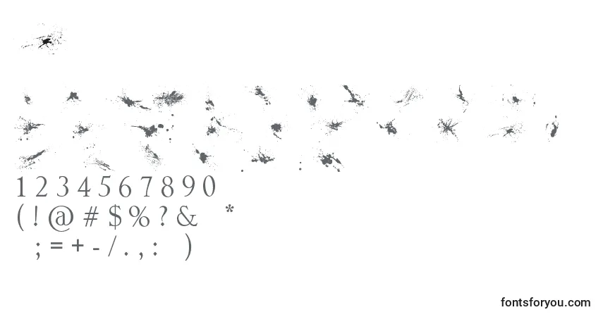 Splatter-fontti – aakkoset, numerot, erikoismerkit