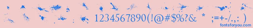 Splatter Font – Blue Fonts on Pink Background
