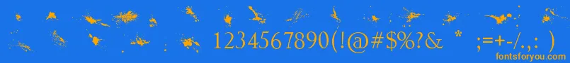 Splatter Font – Orange Fonts on Blue Background