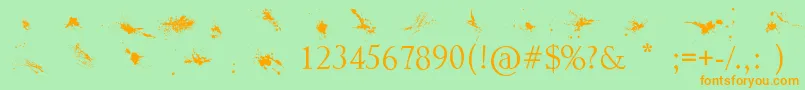 Splatter Font – Orange Fonts on Green Background
