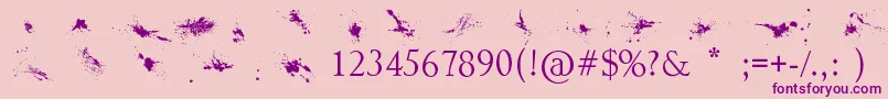 Fonte Splatter – fontes roxas em um fundo rosa