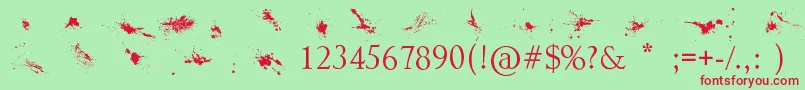 Splatter Font – Red Fonts on Green Background