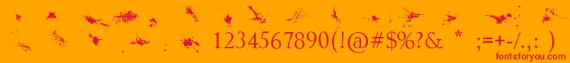 Splatter-Schriftart – Rote Schriften auf orangefarbenem Hintergrund