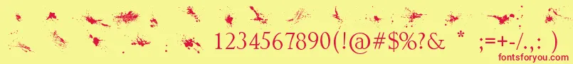 Splatter-Schriftart – Rote Schriften auf gelbem Hintergrund