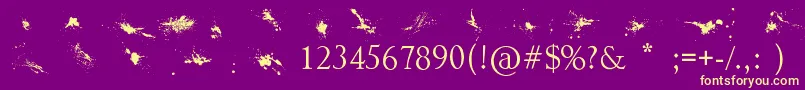 Splatter Font – Yellow Fonts on Purple Background