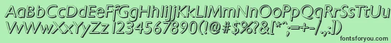 フォントChantillyshadowLightItalic – 緑の背景に黒い文字