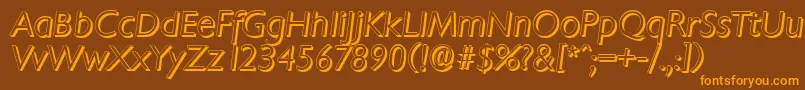 フォントChantillyshadowLightItalic – オレンジ色の文字が茶色の背景にあります。