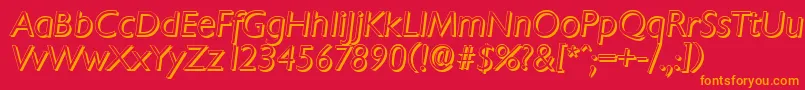 ChantillyshadowLightItalic-Schriftart – Orangefarbene Schriften auf rotem Hintergrund