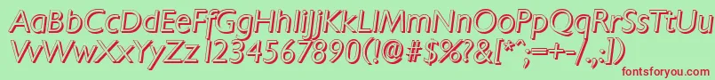 ChantillyshadowLightItalic Font – Red Fonts on Green Background