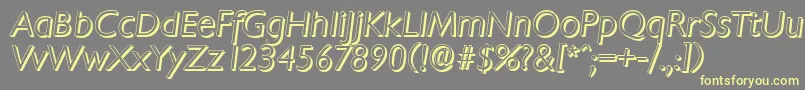 ChantillyshadowLightItalic-fontti – keltaiset fontit harmaalla taustalla