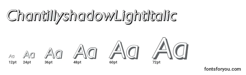 ChantillyshadowLightItalic Font Sizes