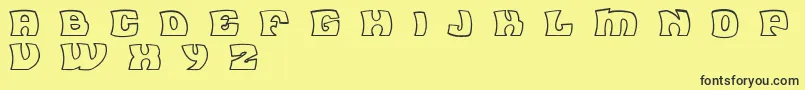フォントFleaMarketOutlineBc – 黒い文字の黄色い背景