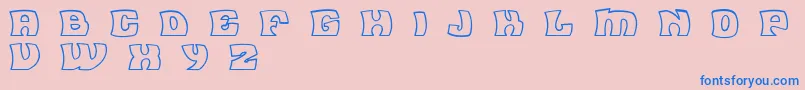 FleaMarketOutlineBc-Schriftart – Blaue Schriften auf rosa Hintergrund