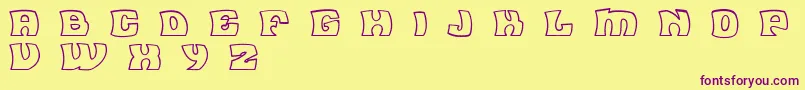 FleaMarketOutlineBc Font – Purple Fonts on Yellow Background