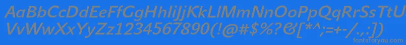 JohnsansLiteProBoldItalic Font – Gray Fonts on Blue Background