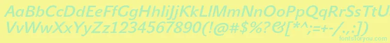 JohnsansLiteProBoldItalic Font – Green Fonts on Yellow Background