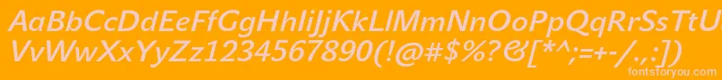 JohnsansLiteProBoldItalic Font – Pink Fonts on Orange Background