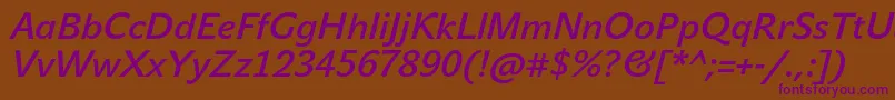 JohnsansLiteProBoldItalic Font – Purple Fonts on Brown Background