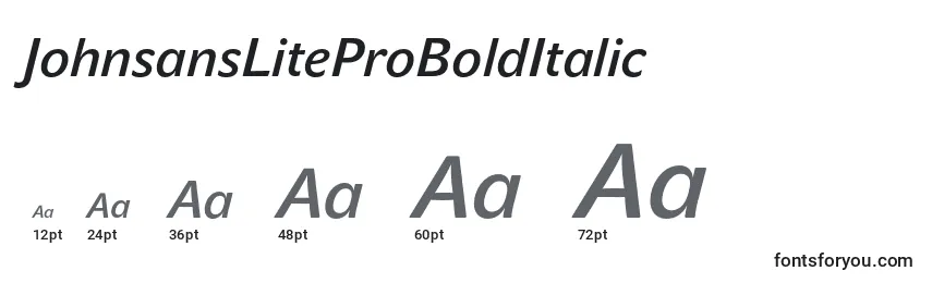 JohnsansLiteProBoldItalic Font Sizes