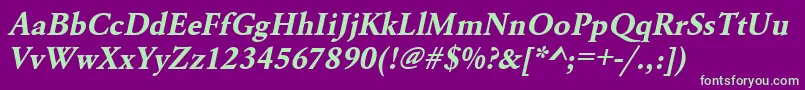 UrwgaramondtBoldOblique Font – Green Fonts on Purple Background
