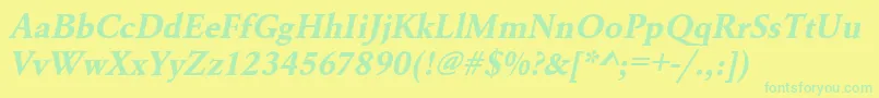 UrwgaramondtBoldOblique Font – Green Fonts on Yellow Background