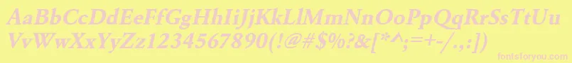 UrwgaramondtBoldOblique Font – Pink Fonts on Yellow Background