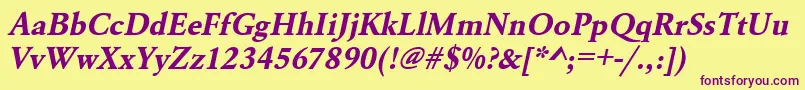 UrwgaramondtBoldOblique Font – Purple Fonts on Yellow Background