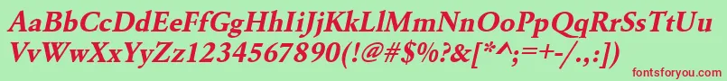 UrwgaramondtBoldOblique Font – Red Fonts on Green Background