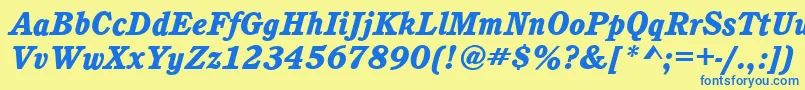 CalgaryHeavyItalic Font – Blue Fonts on Yellow Background