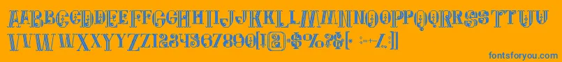 Jewelboldgrunge-Schriftart – Blaue Schriften auf orangefarbenem Hintergrund