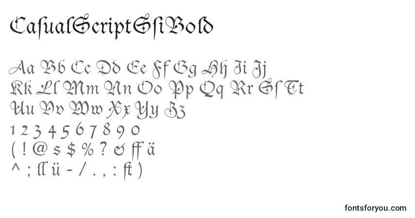 Czcionka CasualScriptSsiBold – alfabet, cyfry, specjalne znaki