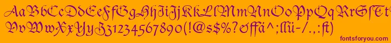 CasualScriptSsiBold-Schriftart – Violette Schriften auf orangefarbenem Hintergrund