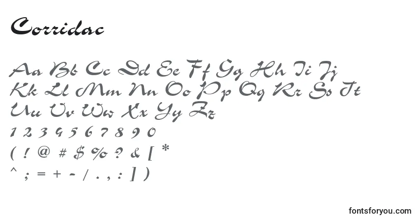 Fuente Corridac - alfabeto, números, caracteres especiales