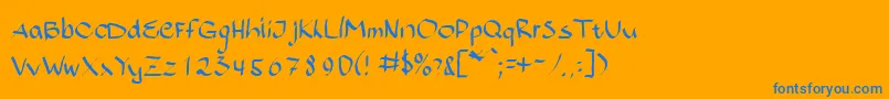 Bajsporr-Schriftart – Blaue Schriften auf orangefarbenem Hintergrund