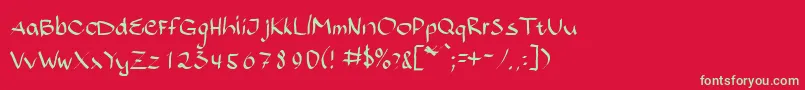 フォントBajsporr – 赤い背景に緑の文字